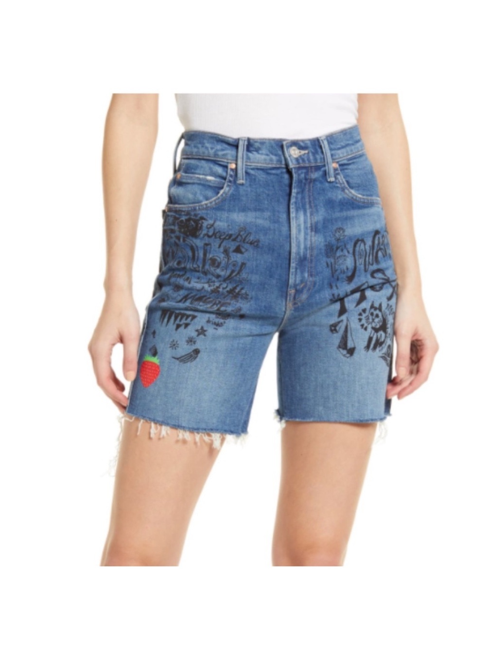 MOTHER Smokin’ Short High Waist Frayed Hem Shorts Size 26